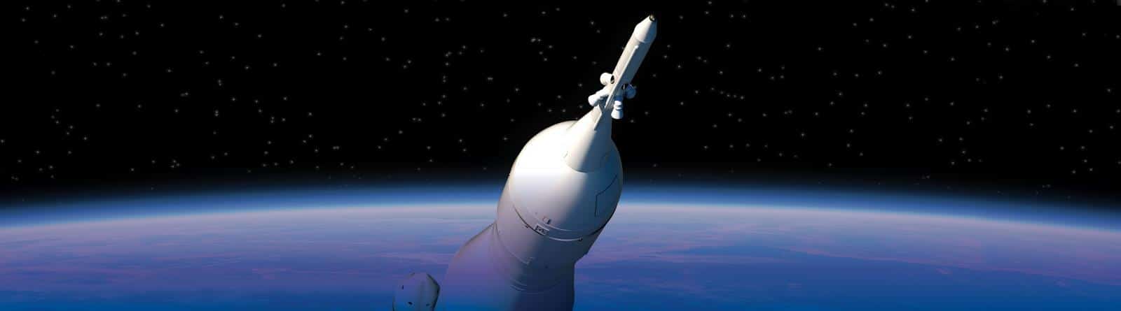 a spaceship floating in space
